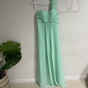 Mint Green One-Shoulder Gown